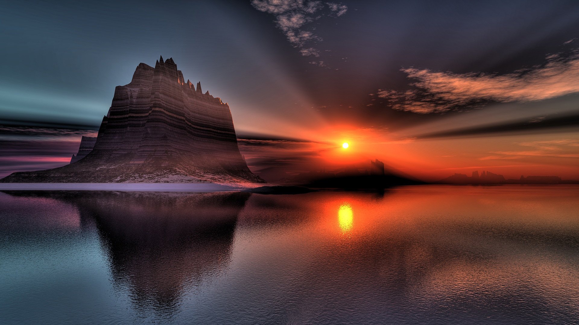 风景,落日余晖,儿童桌面专用