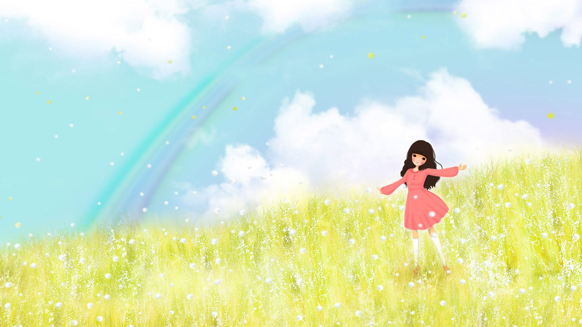 小清新,温馨一刻,手绘,女孩,儿童桌面专用