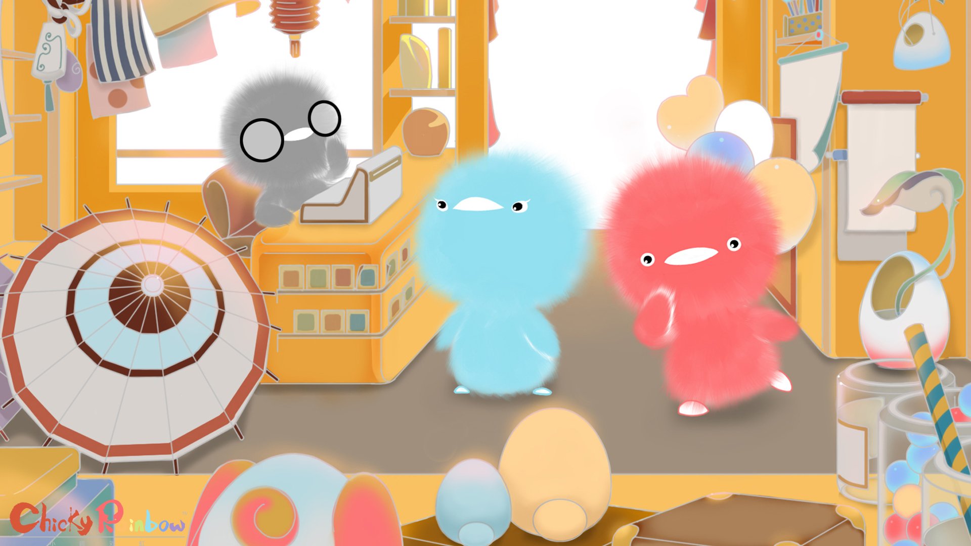 动漫,CG,小鸡彩虹,儿童桌面专用