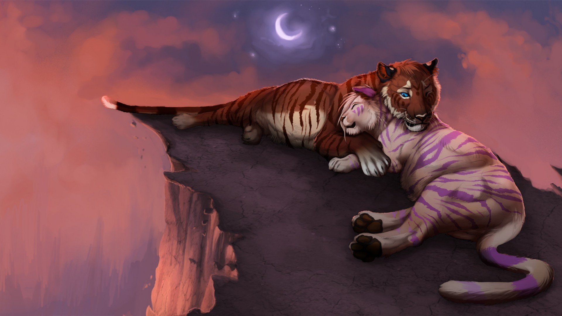 爱情,老虎,浪漫手绘,唯美爱情,情侣,甜蜜,温馨