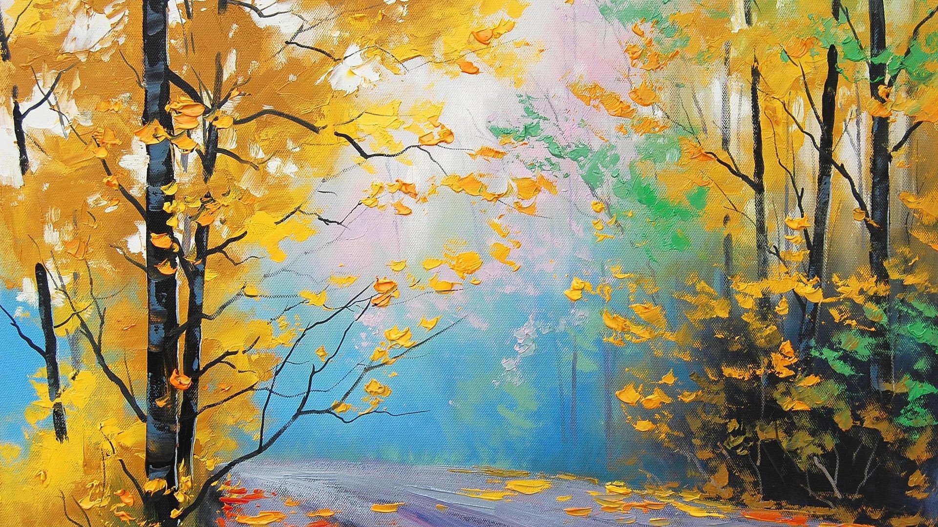 落叶,树木,植物,山路,儿童桌面专用