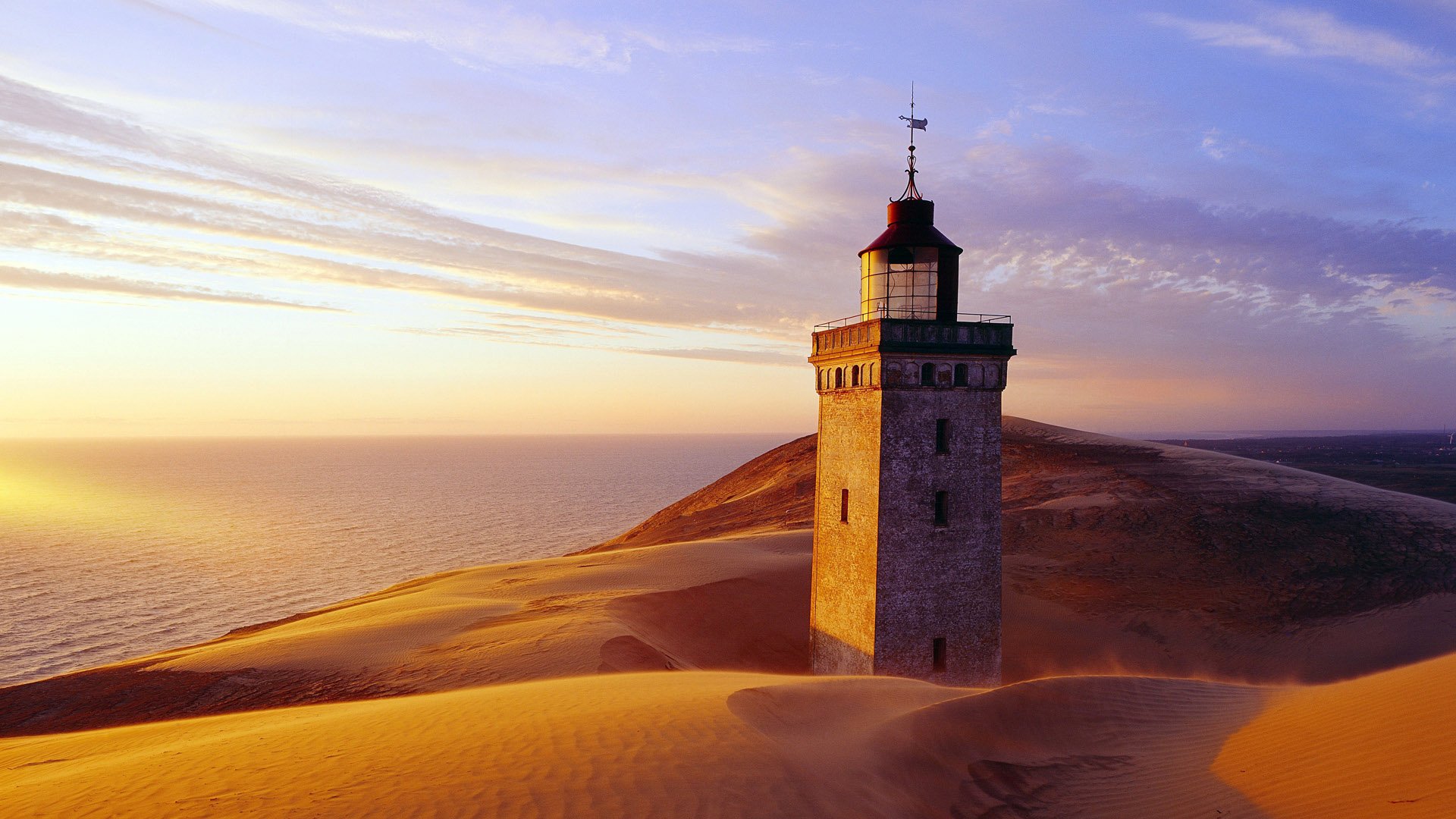 灯塔,沙漠,夕阳,落日,儿童桌面专用