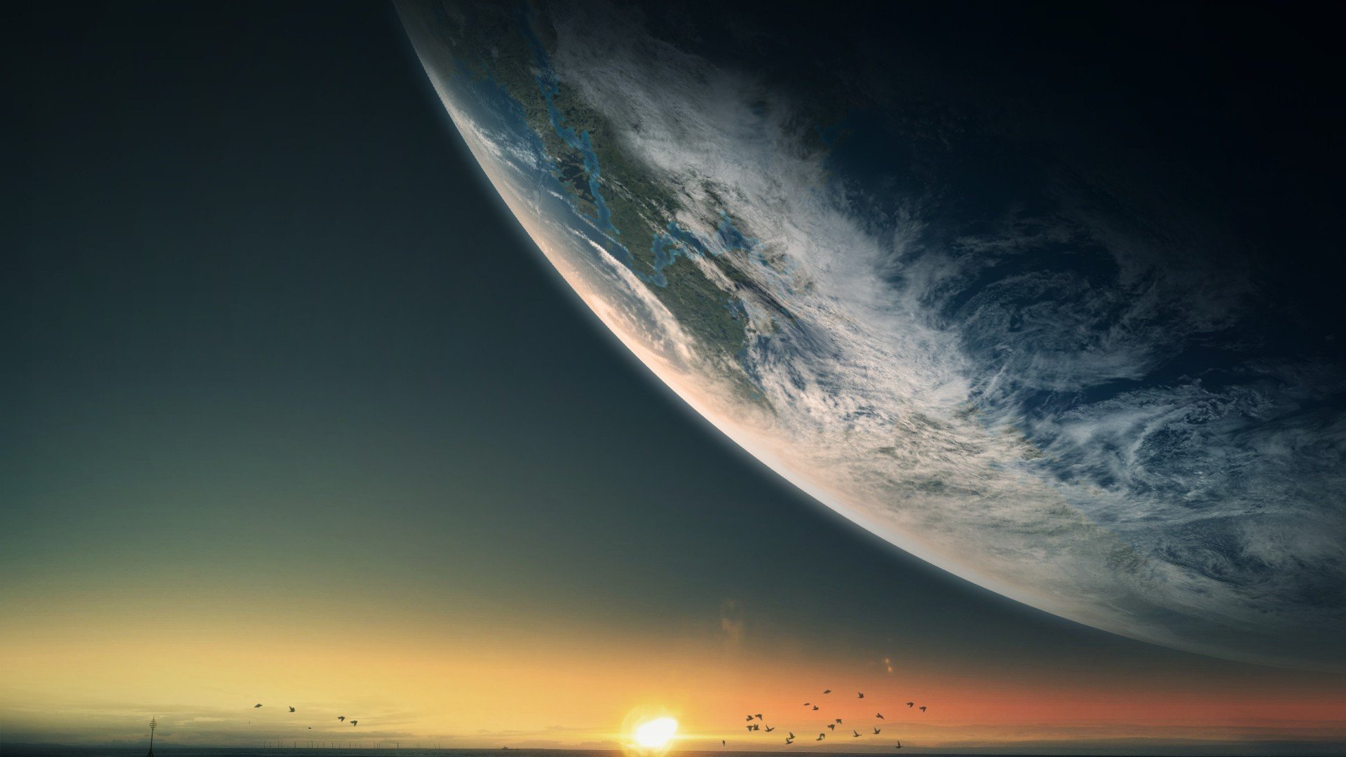 落日,奇幻梦境,星空,奇观,儿童桌面专用