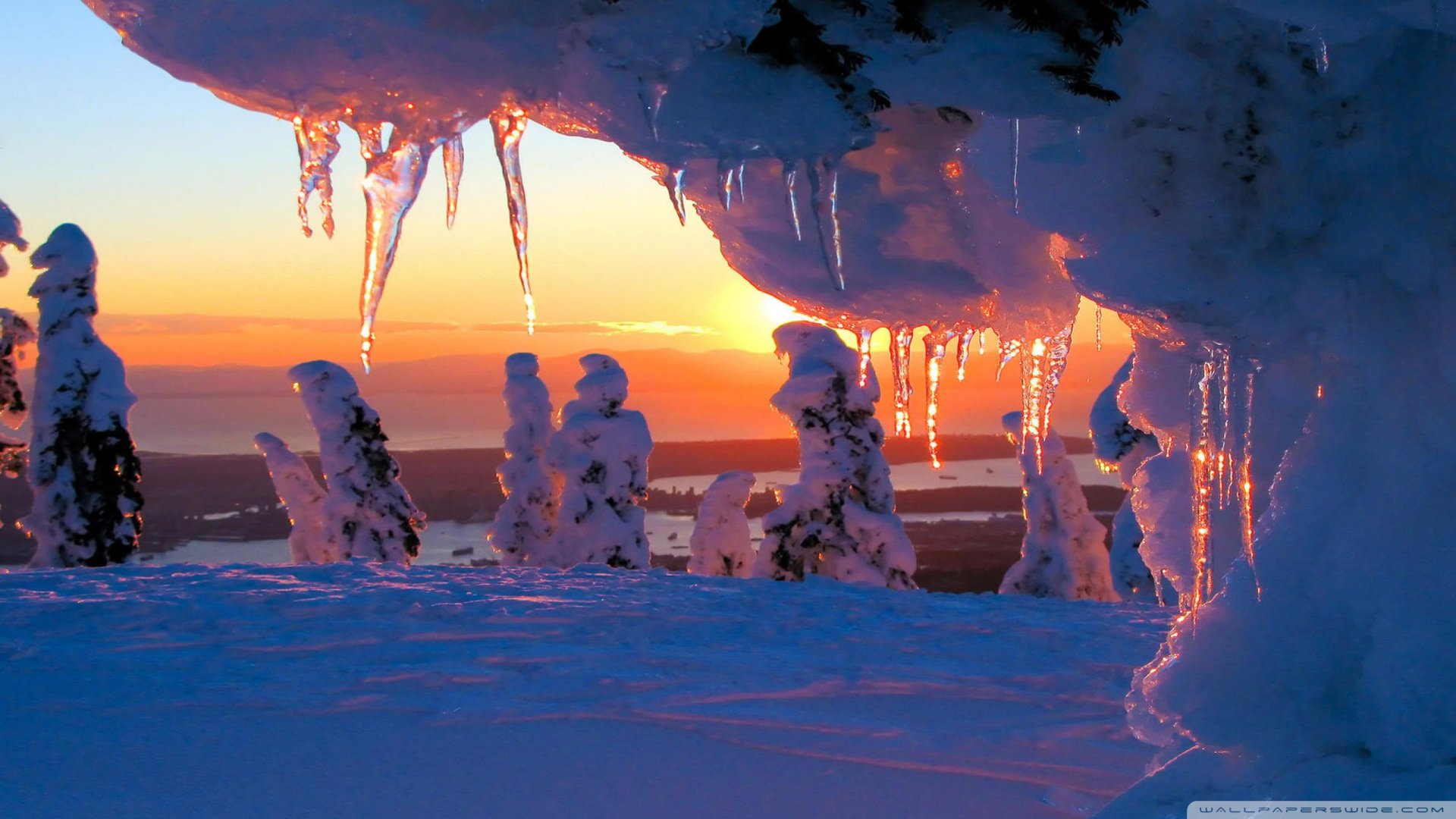 风景,落日,夕阳,黄昏,冬天,冬季,融化,积雪,儿童桌面专用