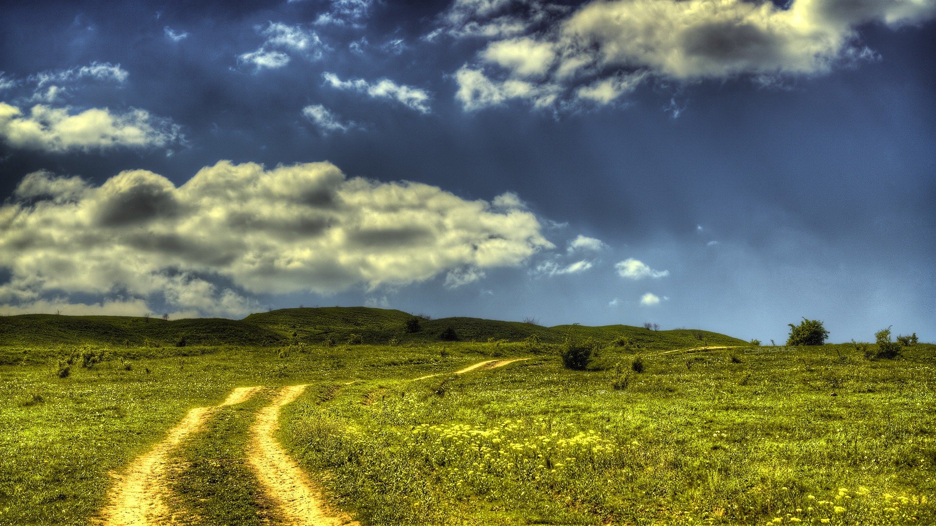风景,蓝天,白云,草地,儿童桌面专用