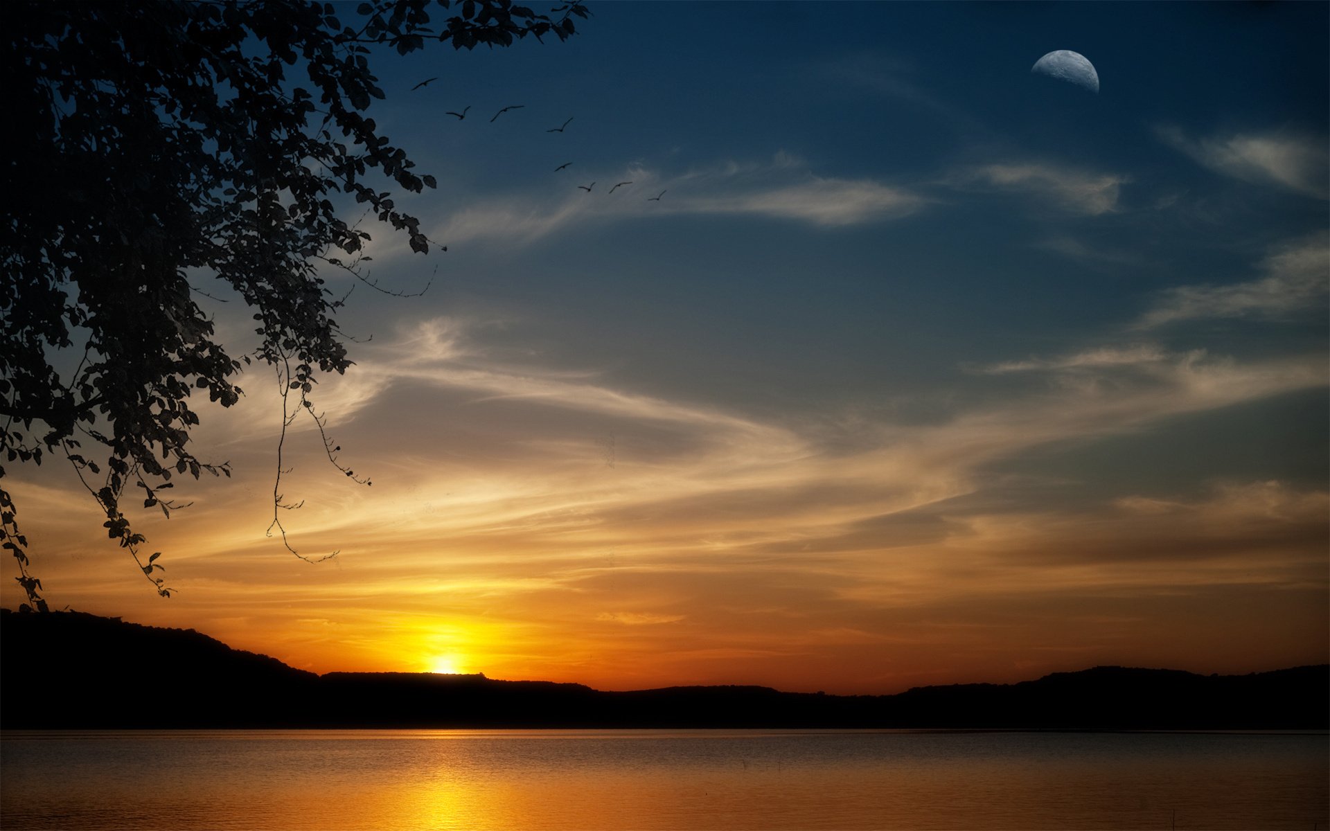 风景,落日余晖,儿童桌面专用