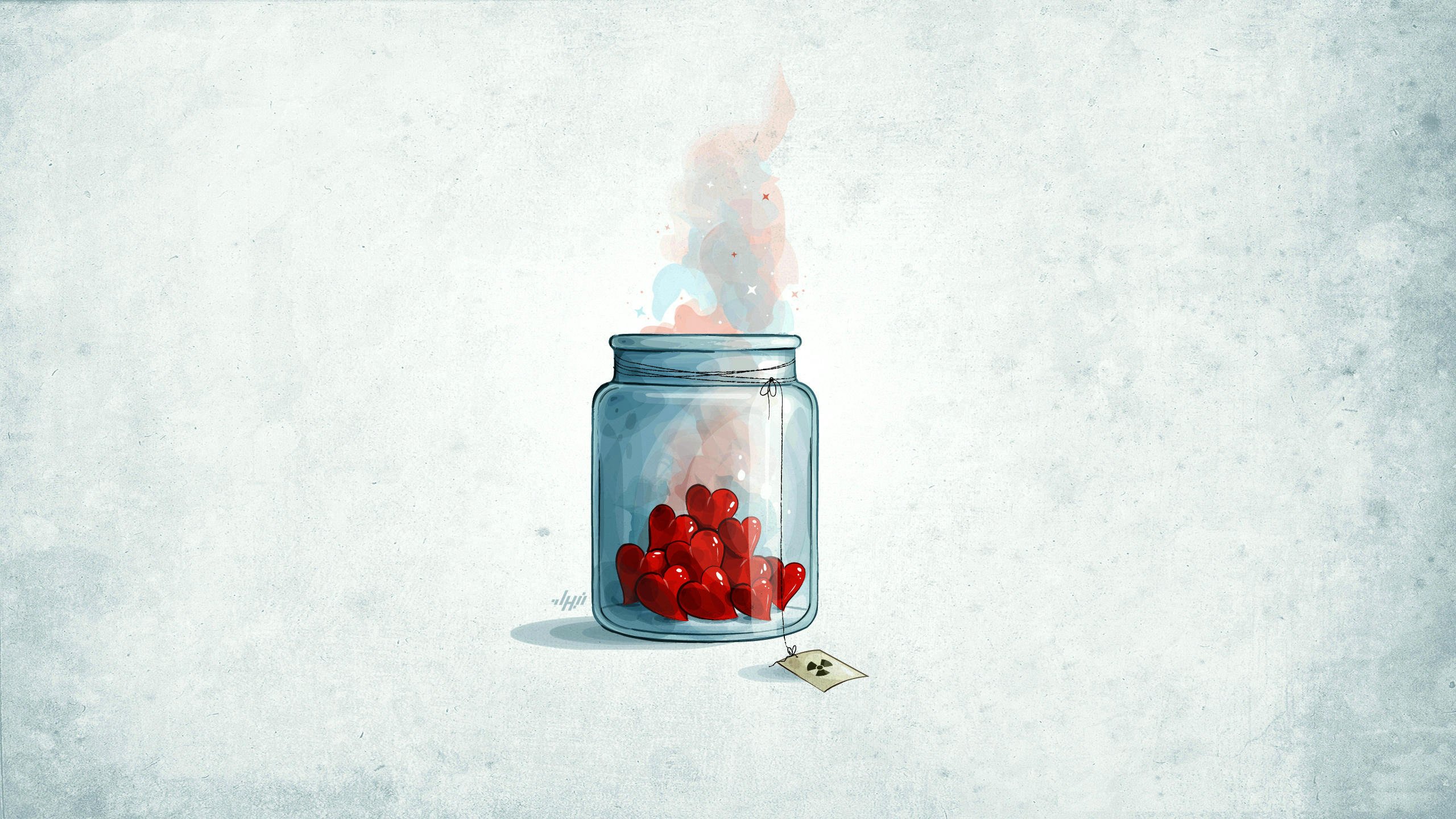 爱情美图,浪漫手绘,玻璃罐爱心