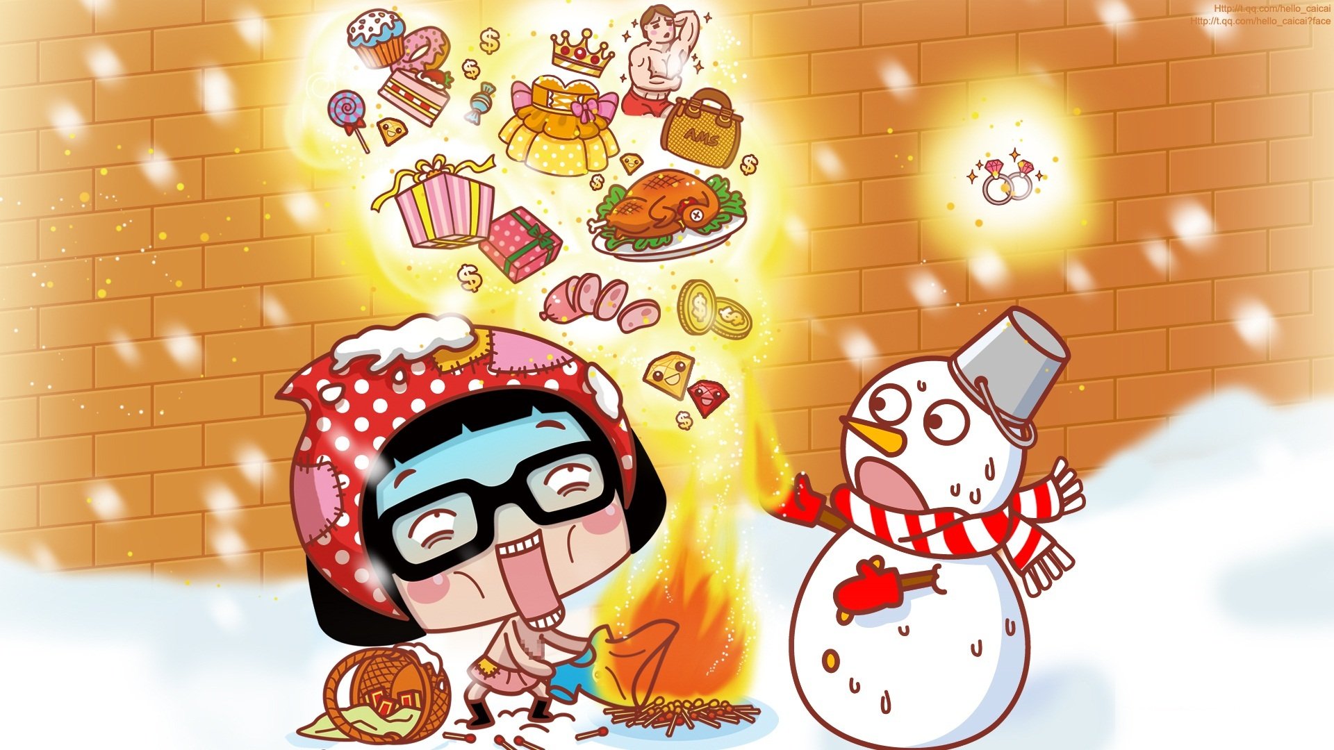 动漫,插画,手绘,菜菜,原创,可爱,卖火柴的小女孩,儿童桌面专用