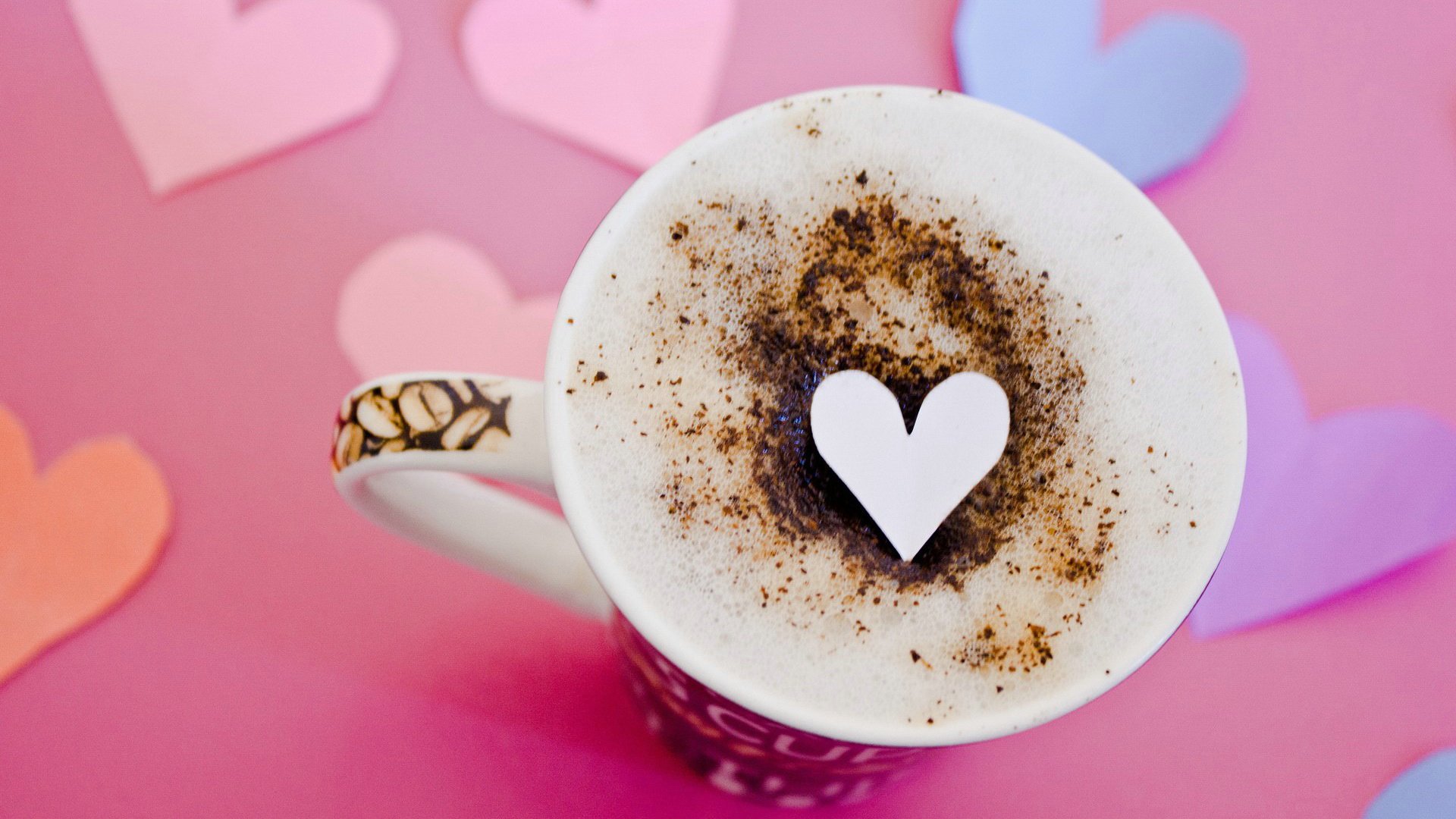 爱情美图,唯美温馨,爱心咖啡