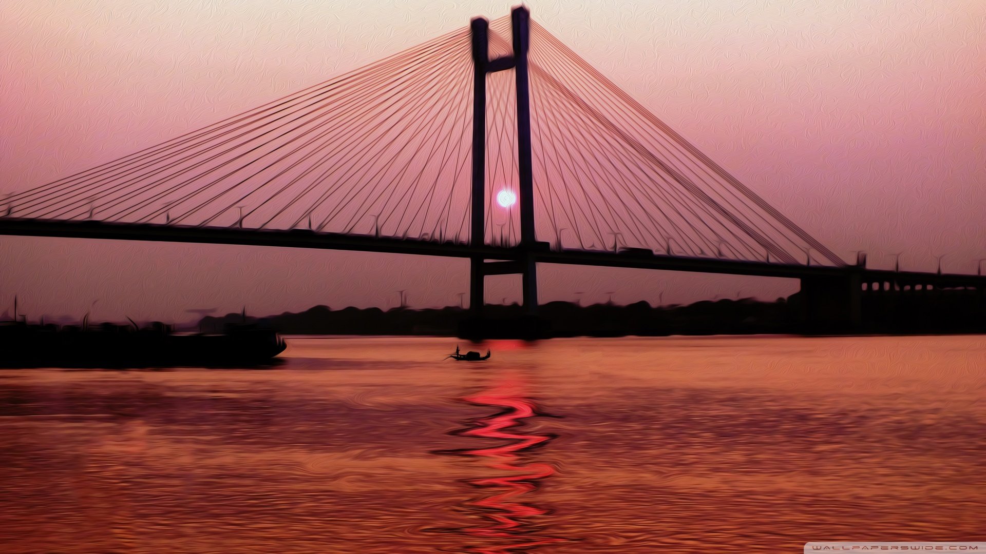 风景,城市夜景,桥,儿童桌面专用