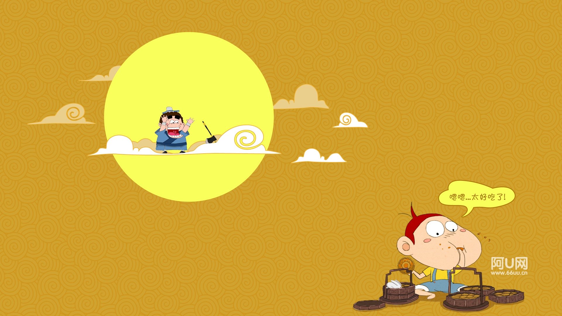 动漫,阿U,中秋,儿童桌面专用
