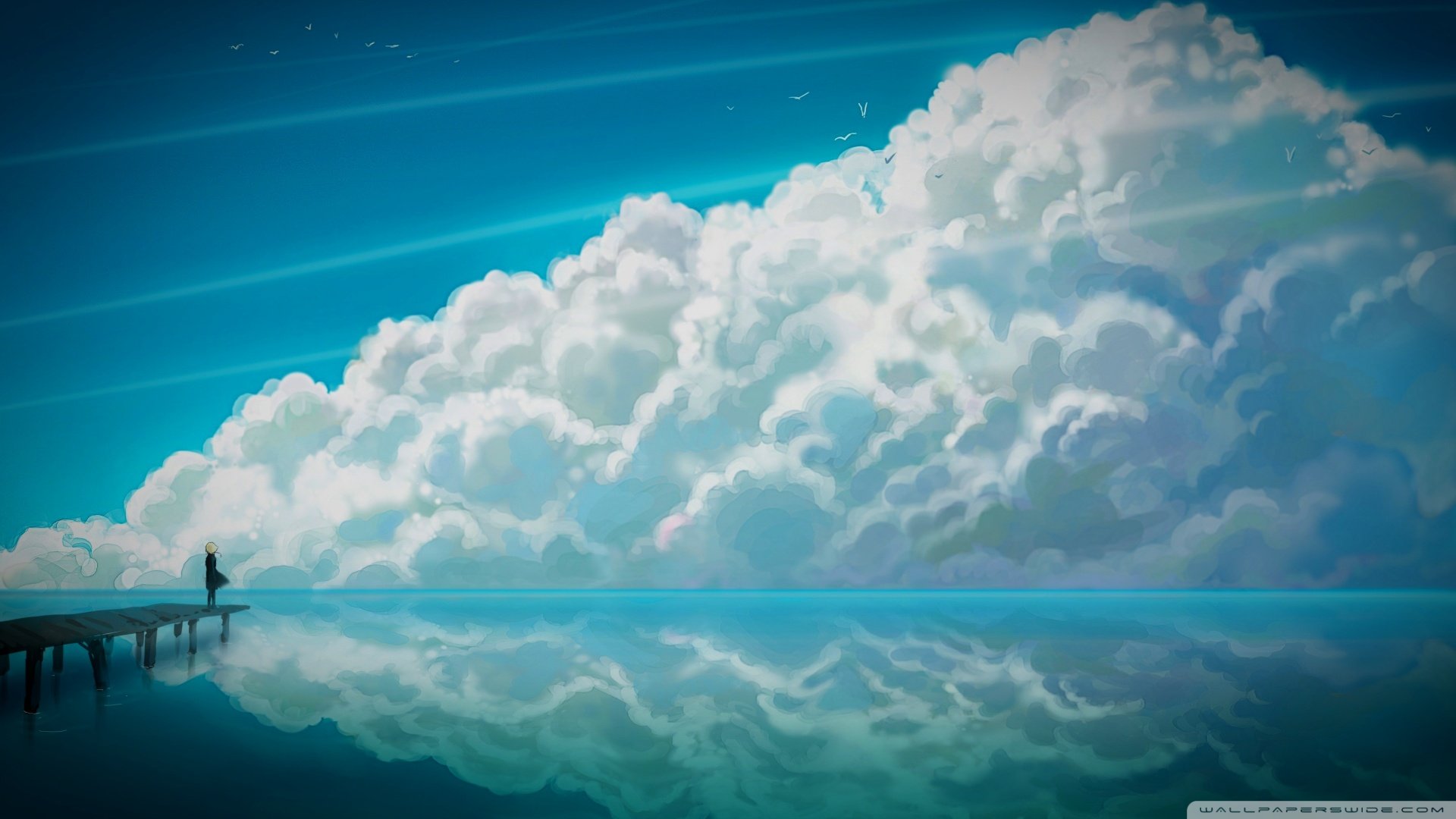 风景,白云,云彩,手绘,儿童桌面专用