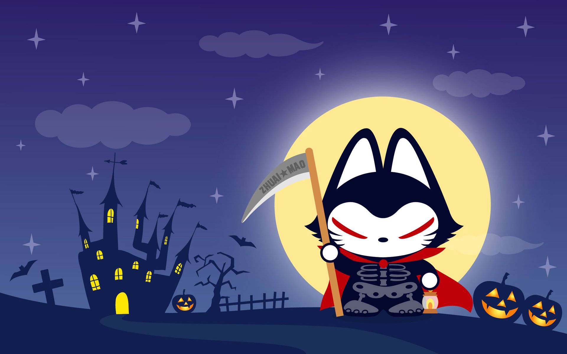 动漫,拽猫,万圣节,原创,节日,手绘,儿童桌面专用