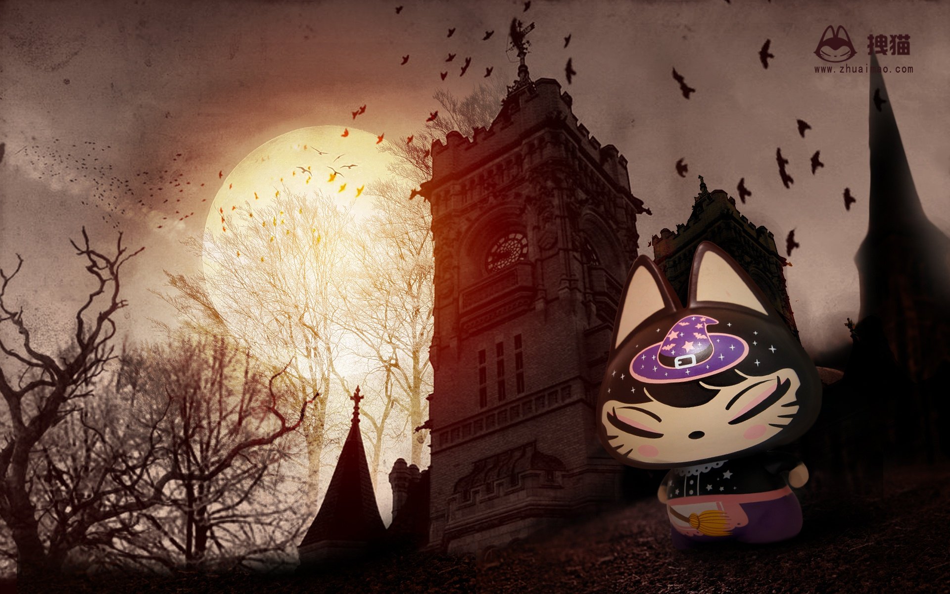 动漫,拽猫,万圣节,卡通,诡异,恶搞