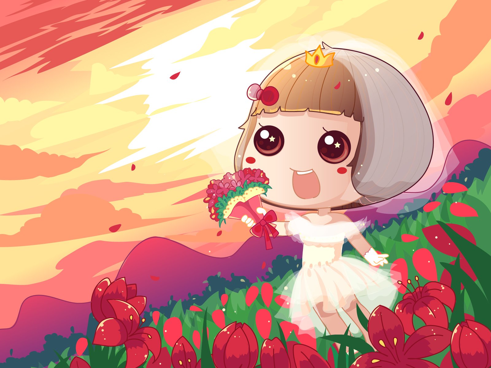 动漫,麦拉风,可爱,卖萌,清新,手绘,婚纱,儿童桌面专用