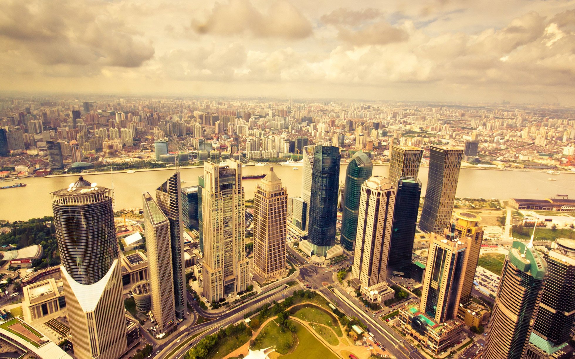 风景,城市,俯瞰,高楼,儿童桌面专用