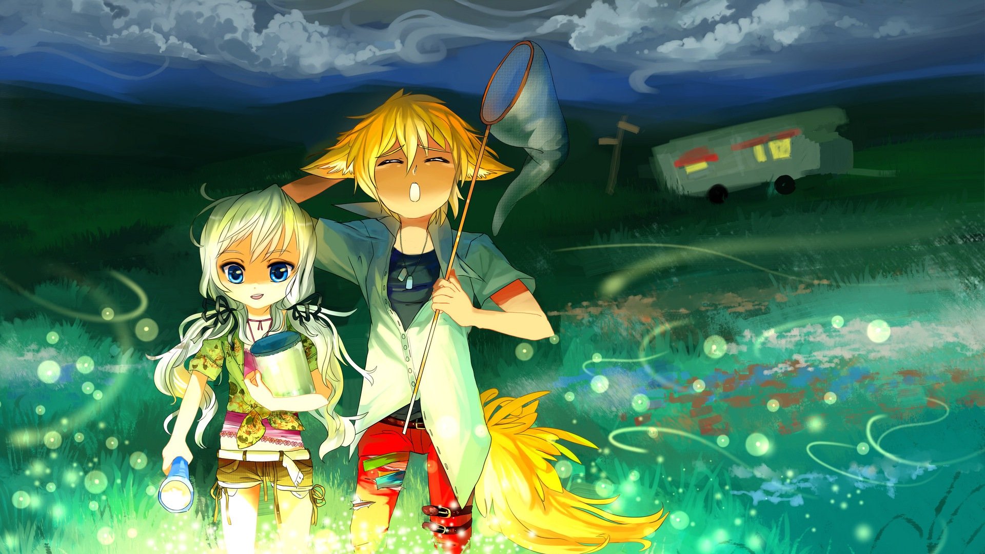 动漫,萤火虫之夏,卡通,手绘,少女,儿童桌面专用