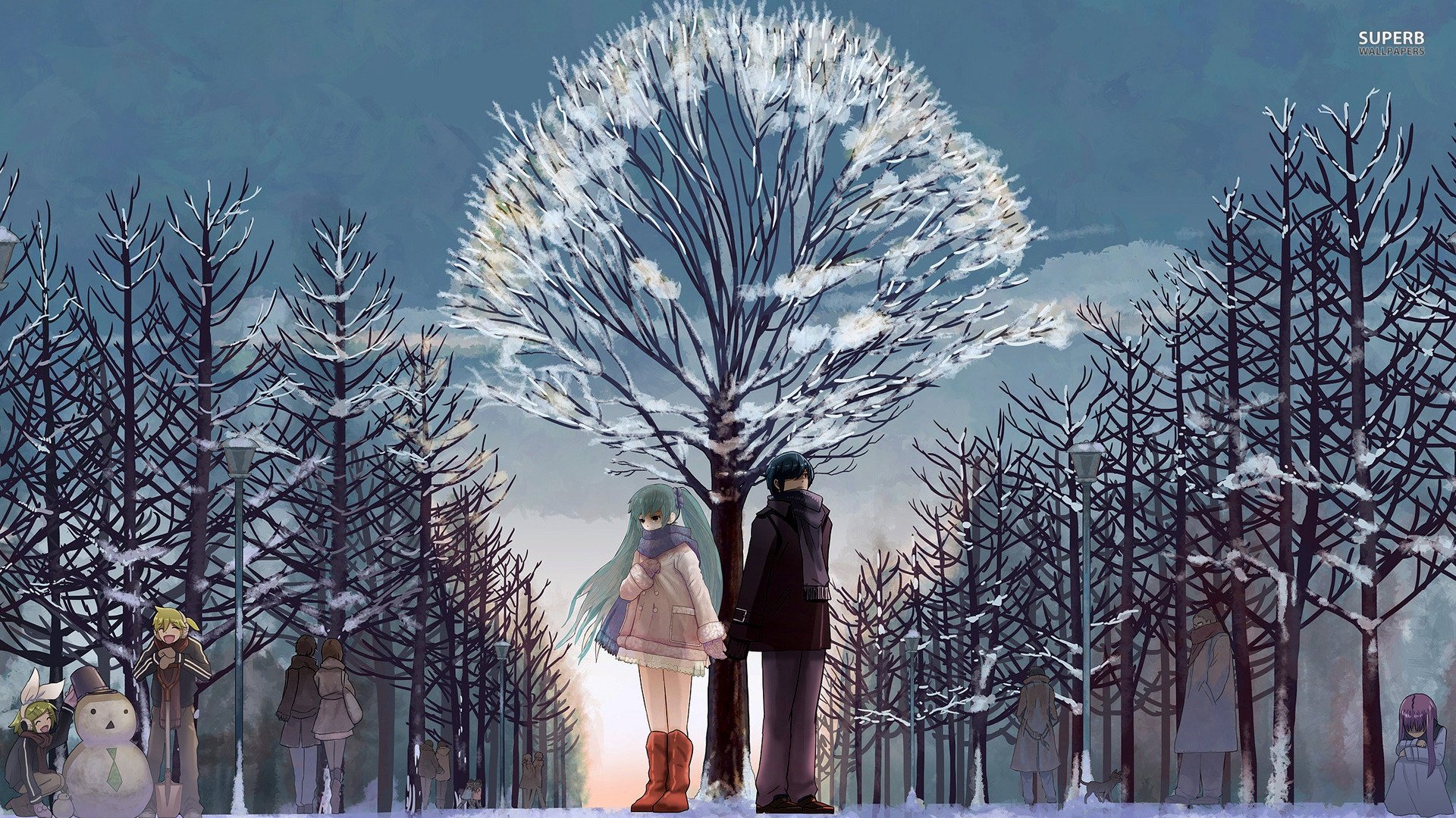 动漫,情侣,冬天,寒冷,温馨,儿童桌面专用