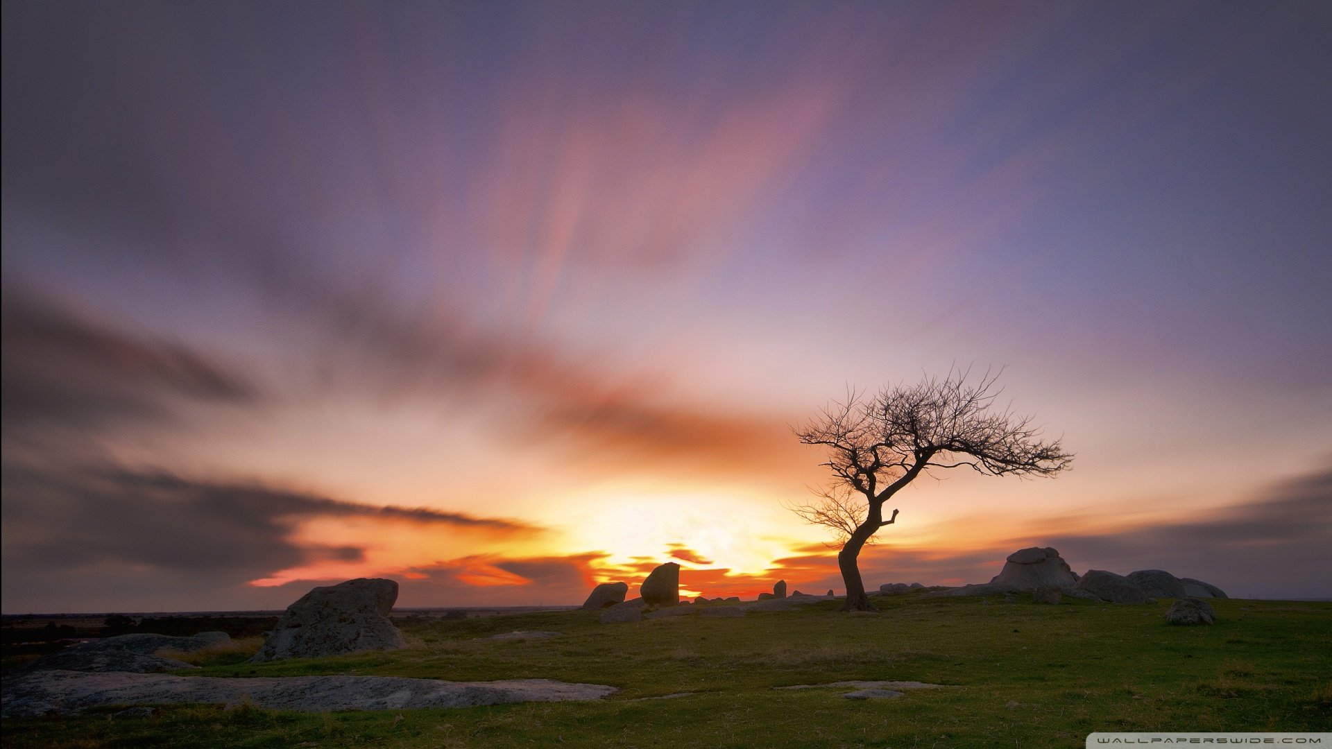 风景,落日余晖,晚霞,儿童桌面专用
