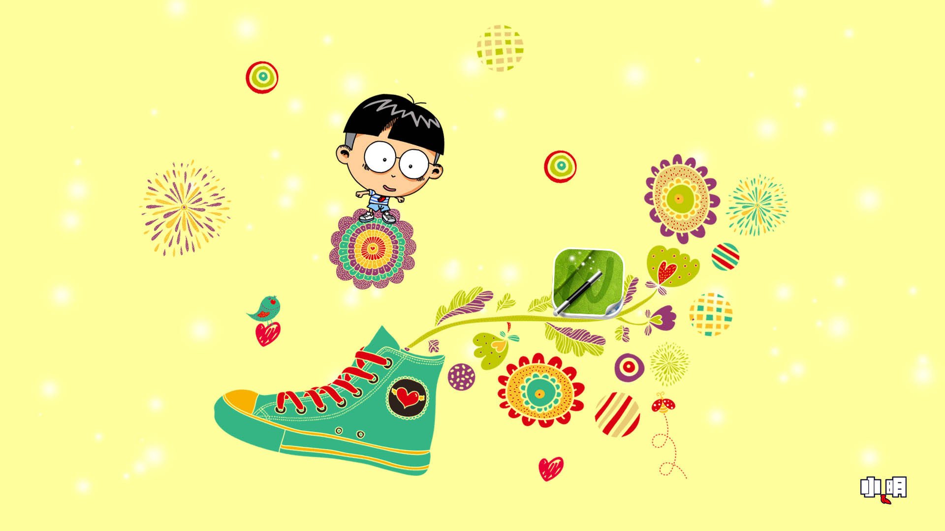 动漫,卡通,小明,手绘,励志,可爱,儿童桌面专用