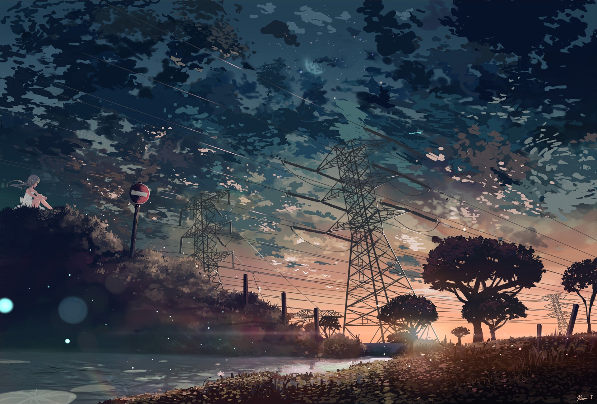 动漫,卡通,手绘,女孩,可爱,萌,治愈,星空,场景