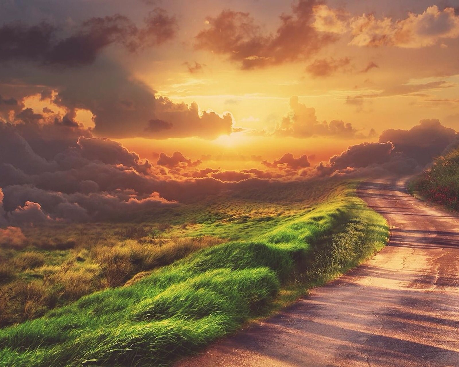 风景,自然,风光,黄昏,夕阳,路,远方