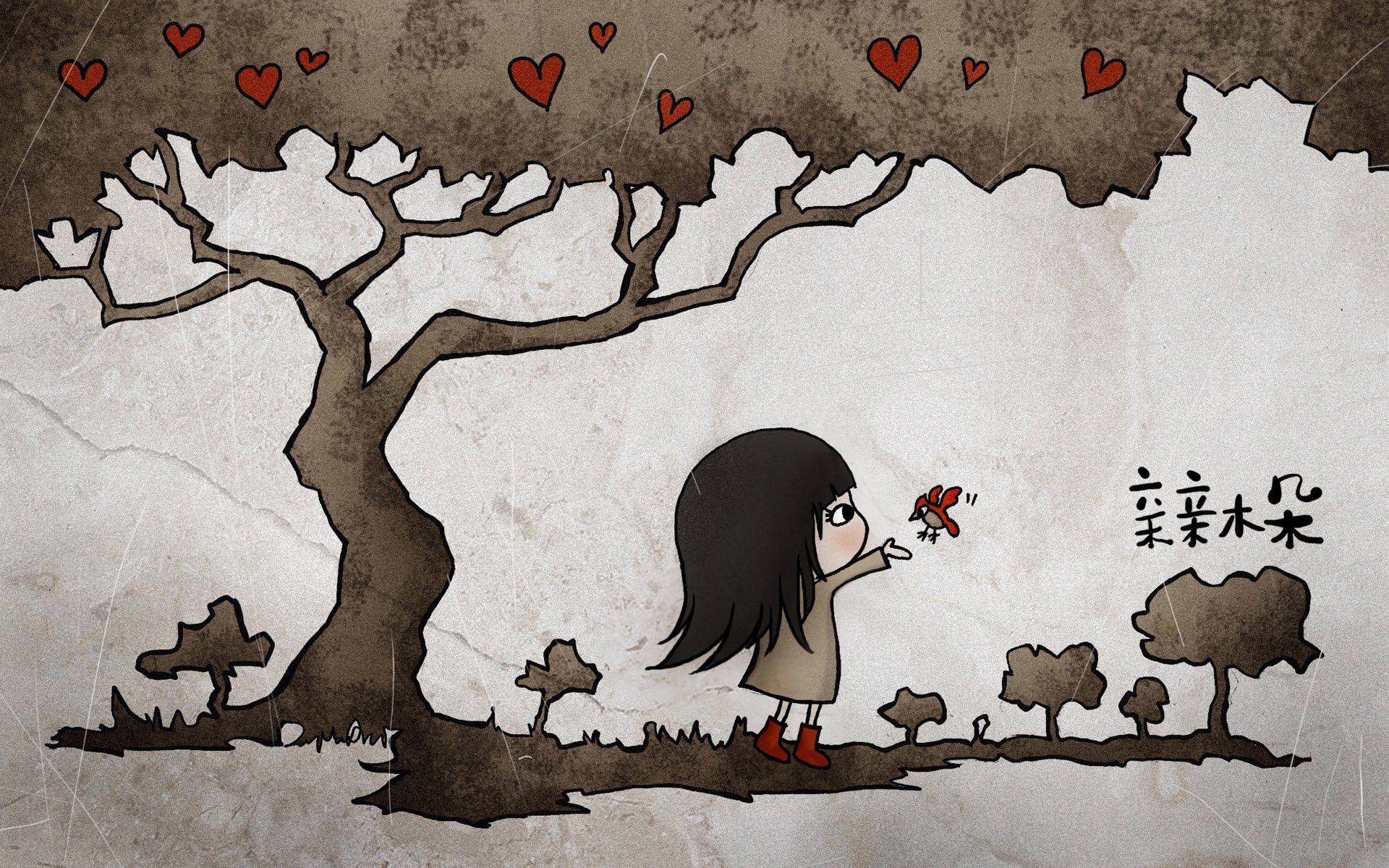 动漫,卡通,手绘,女孩,可爱,萌,治愈,木朵,亲亲木朵,调皮,俏皮