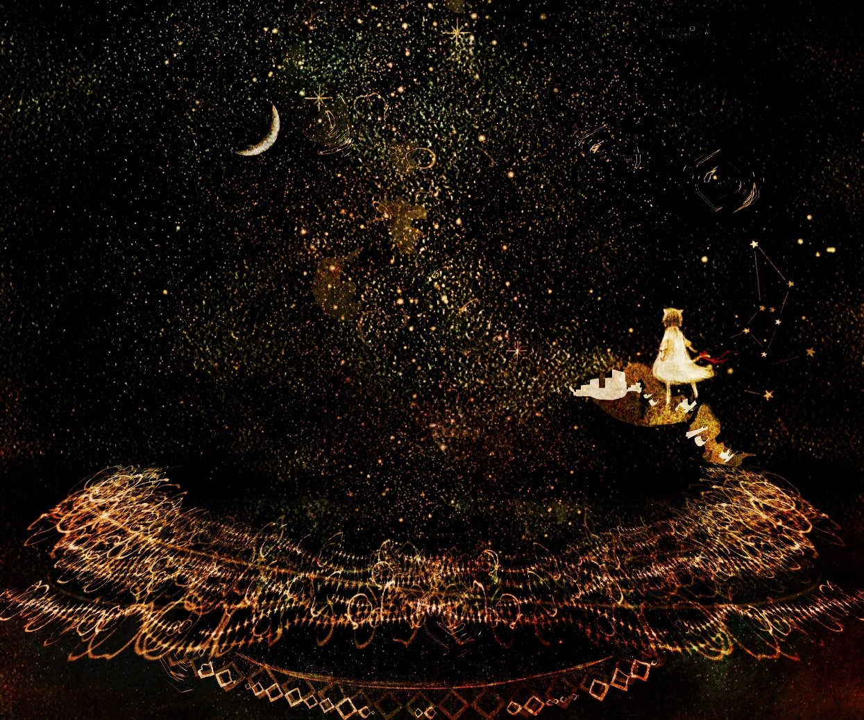 动漫卡通,手绘,女孩,可爱,卡哇伊,星空