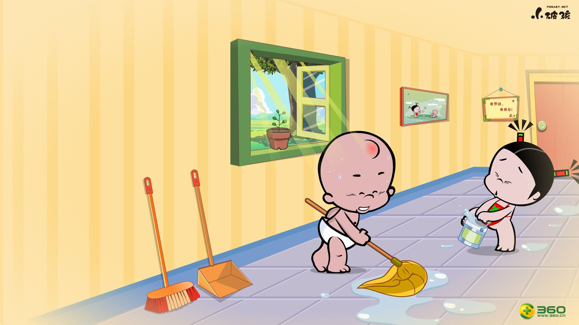 动漫卡通,手绘,劳动节,劳动最光荣,节日,小破孩