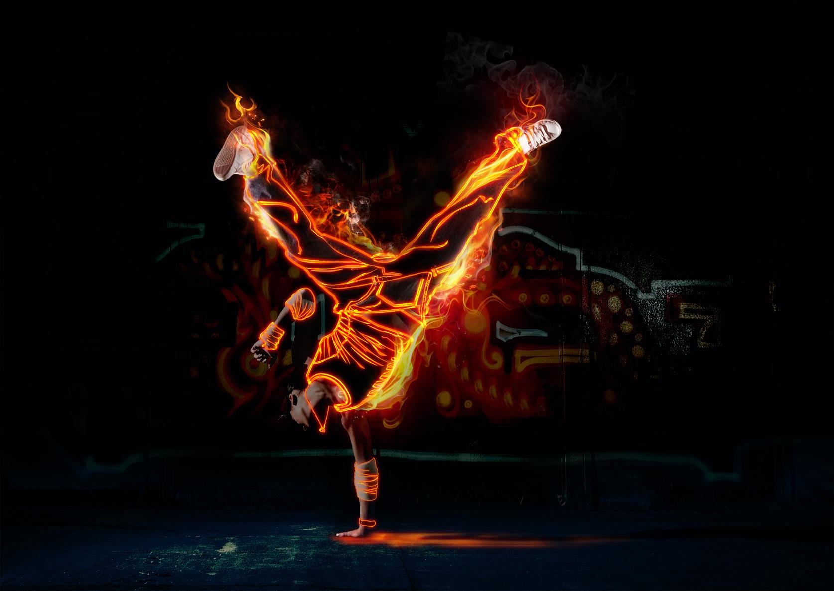 简约,纯色,炫酷,街舞,跳舞,火