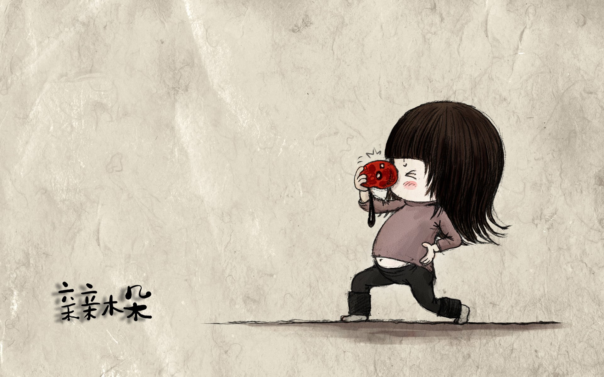 动漫,卡通,手绘,女孩,可爱,萌,治愈,木朵,亲亲木朵,调皮,俏皮