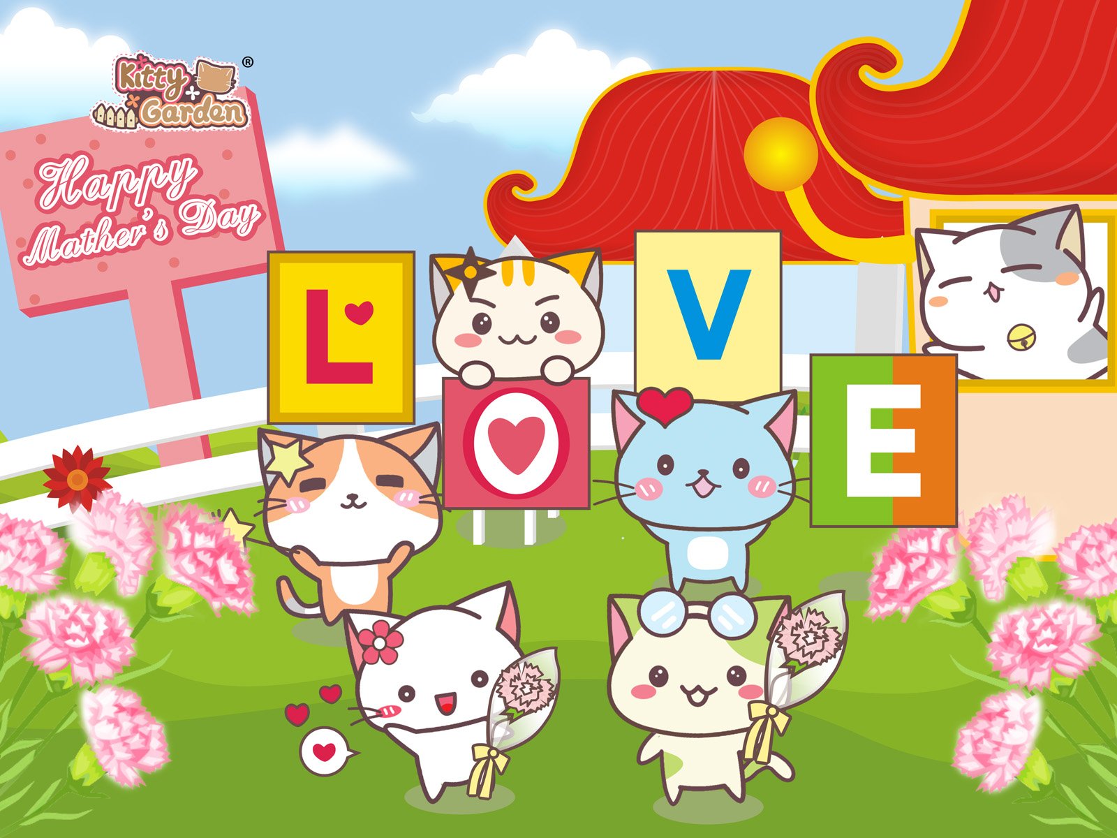 卡通,手绘,可爱,猫咪,KG猫咪乐园,Kitty,Garden,猫咪乐园