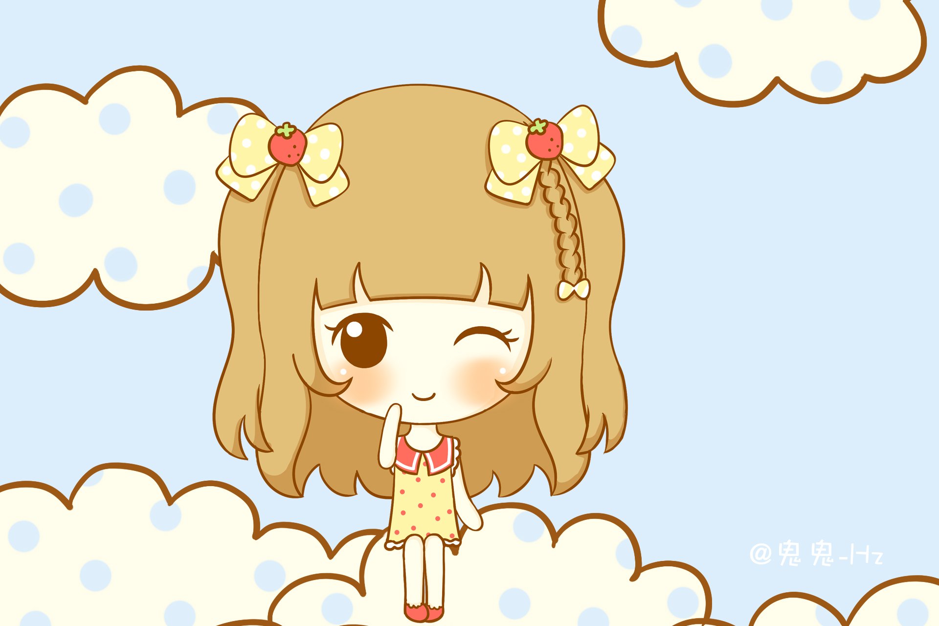 鬼鬼,鬼小妞,可爱,手绘,卡通,女孩,清新