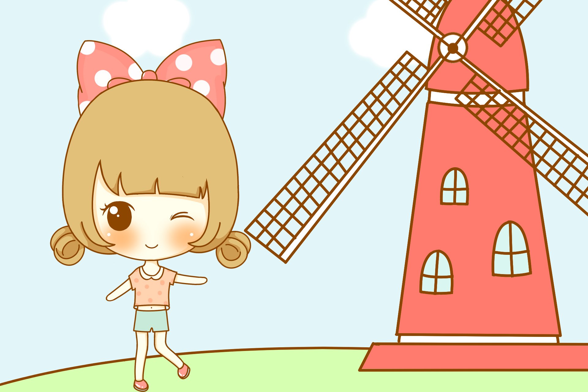 鬼鬼,鬼小妞,可爱,手绘,卡通,女孩,清新