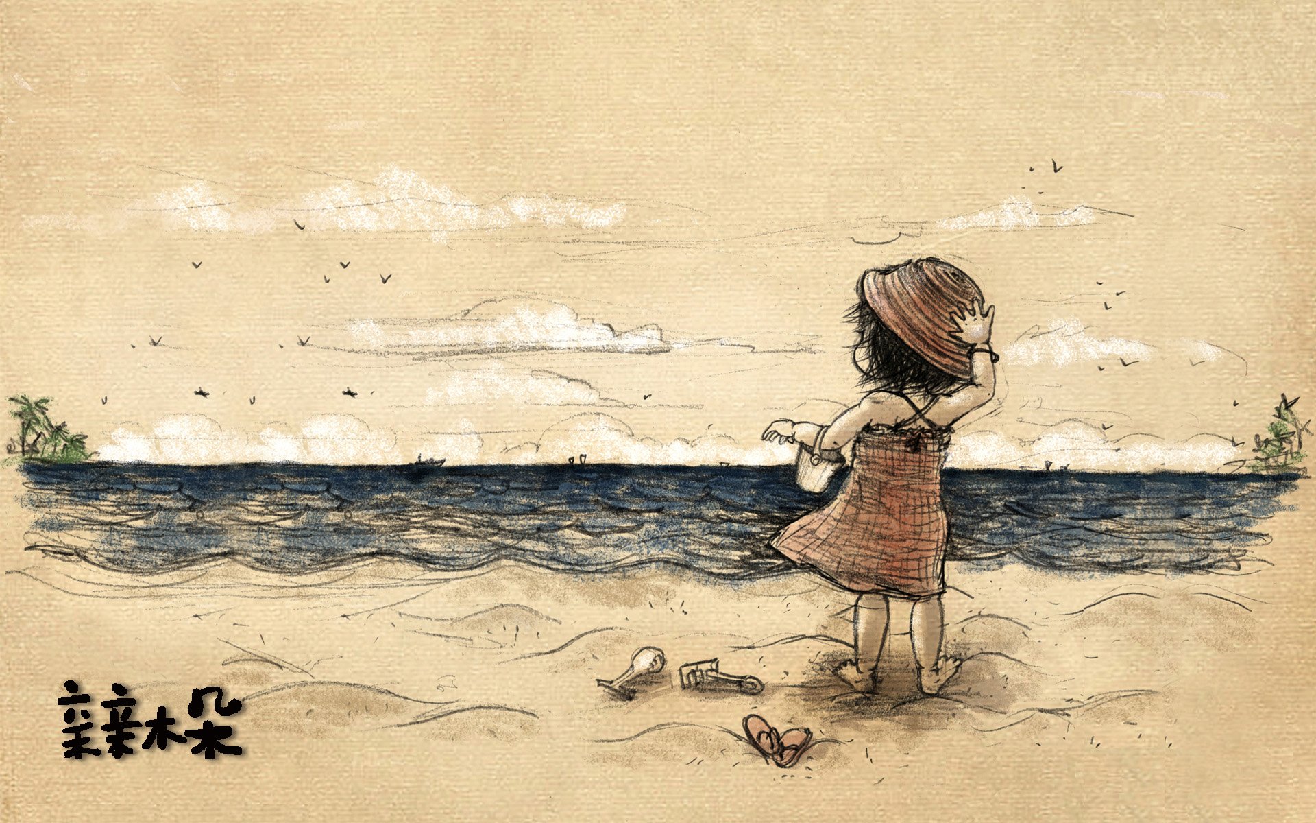 动漫,卡通,手绘,女孩,可爱,萌,治愈,木朵,亲亲木朵,调皮,俏皮