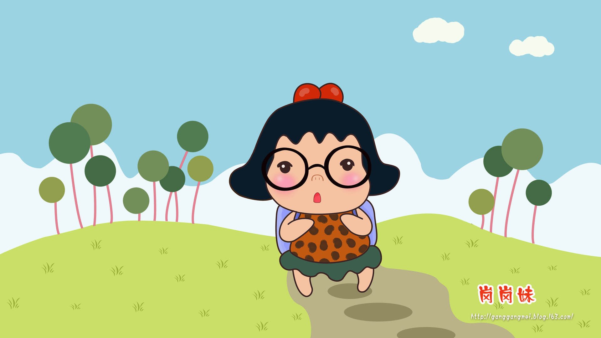 卡通,手绘,女孩,岗岗妹