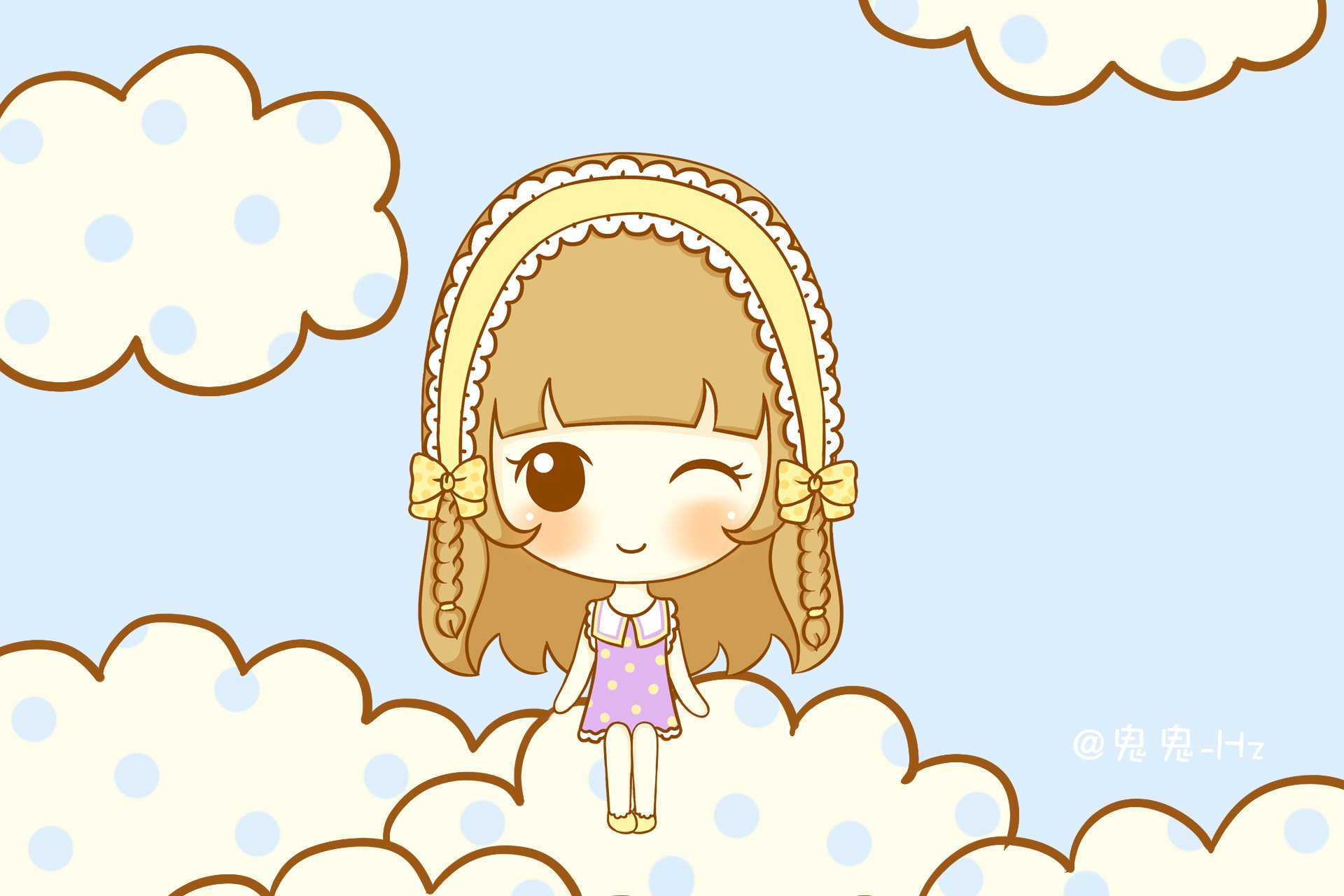 鬼鬼,鬼小妞,可爱,手绘,卡通,女孩,清新