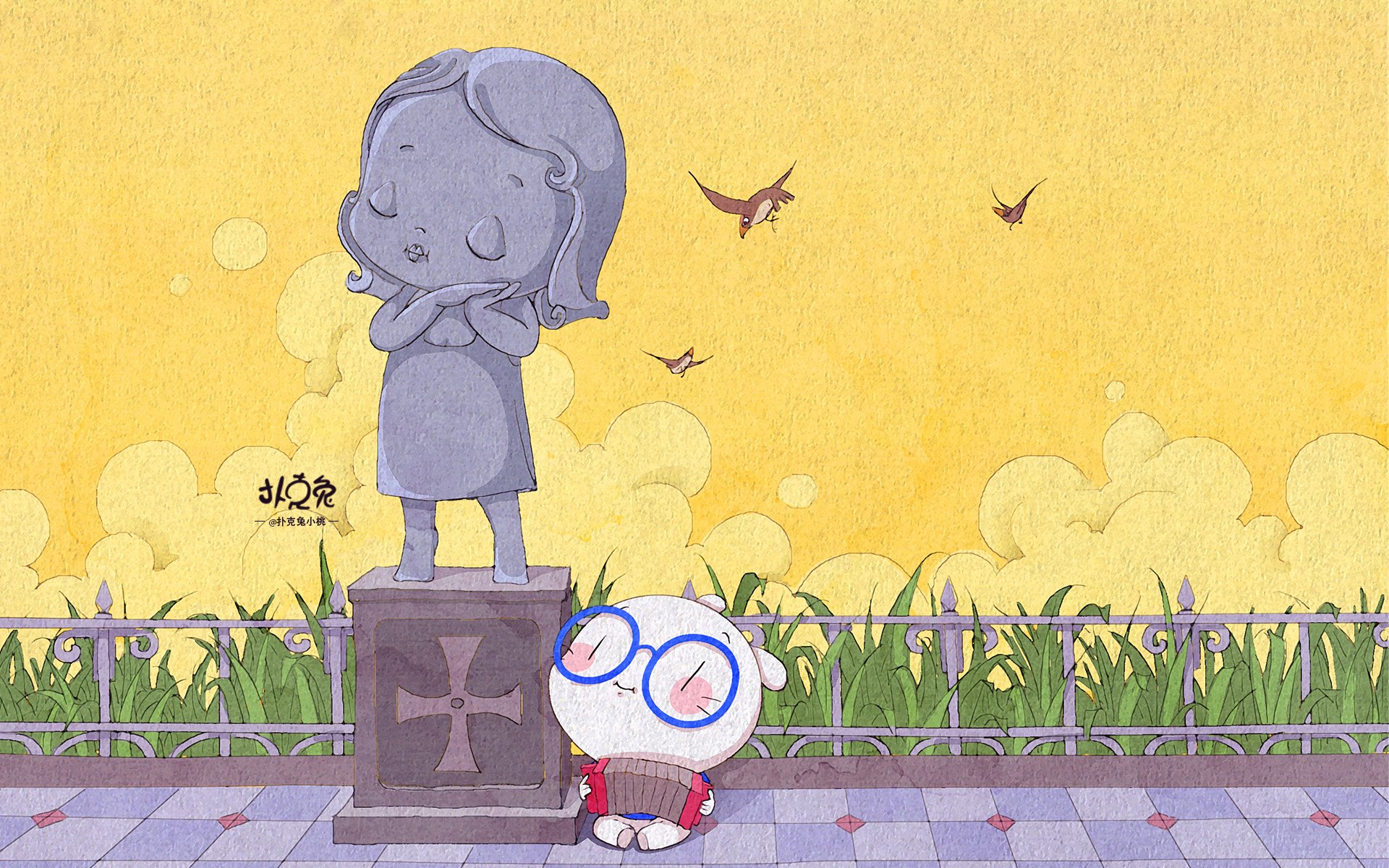 卡通,手绘,扑克兔