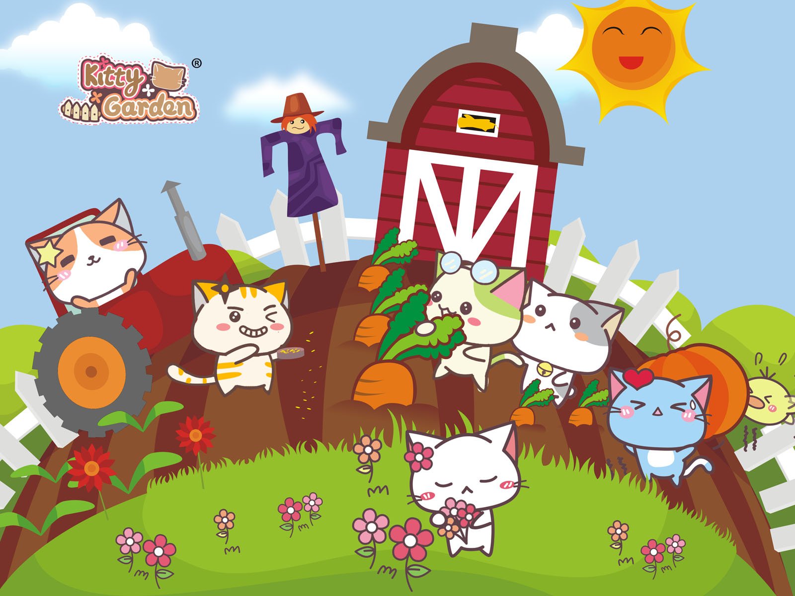 卡通,手绘,可爱,猫咪,KG猫咪乐园,Kitty,Garden,猫咪乐园