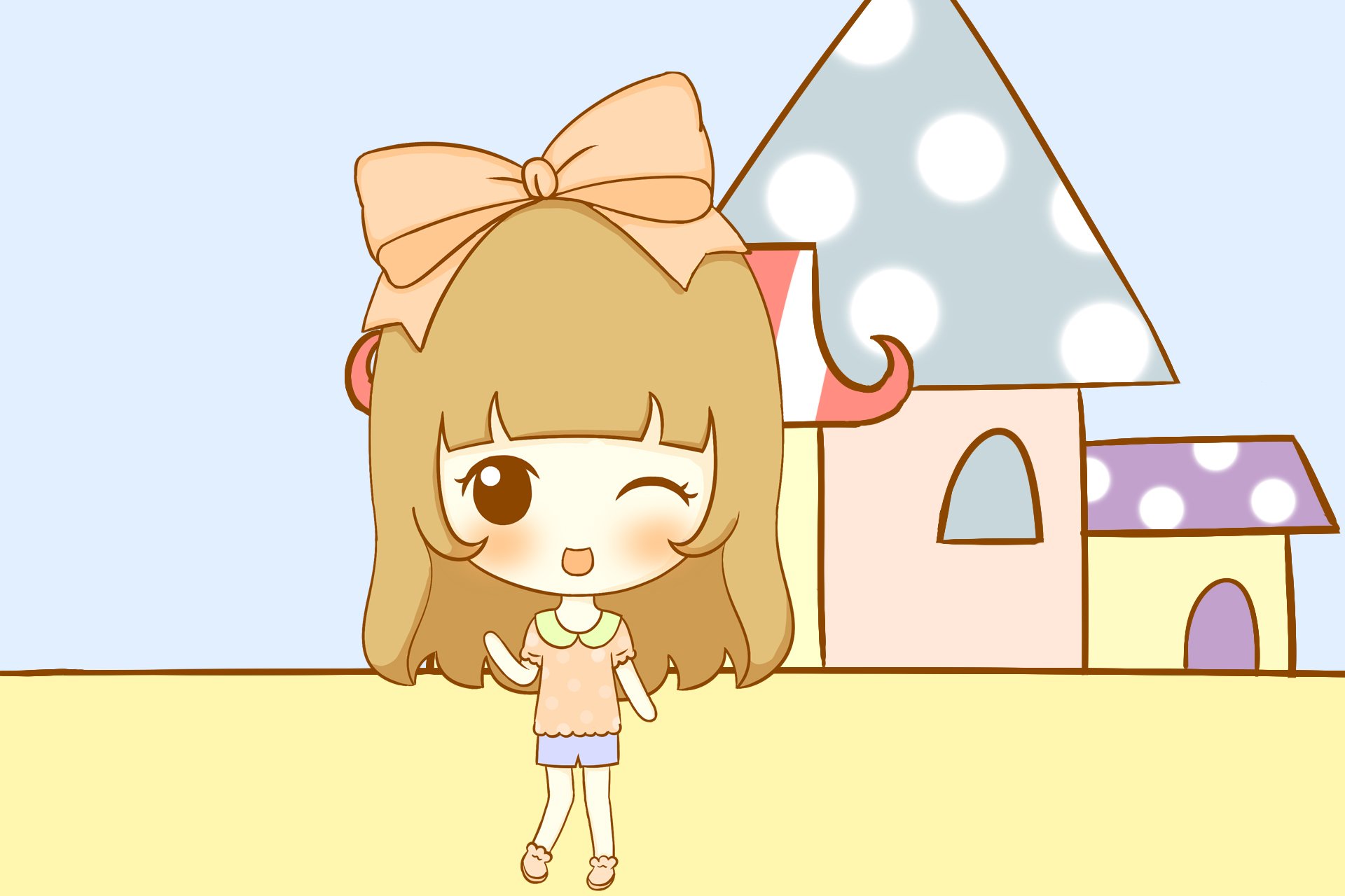 鬼鬼,鬼小妞,可爱,手绘,卡通,女孩,清新