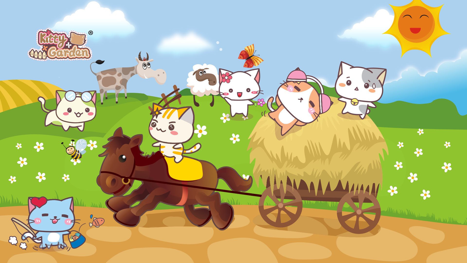 卡通,手绘,可爱,猫咪,KG猫咪乐园,Kitty,Garden,猫咪乐园