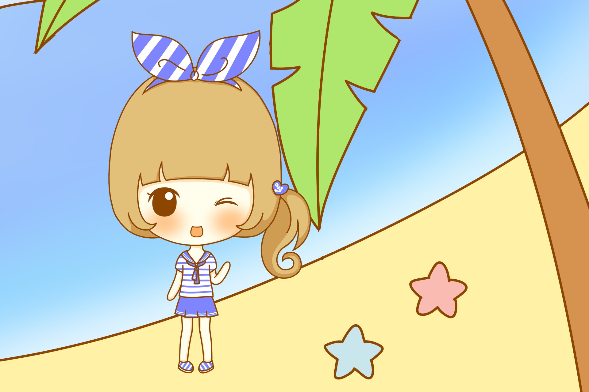 鬼鬼,鬼小妞,可爱,手绘,卡通,女孩,清新