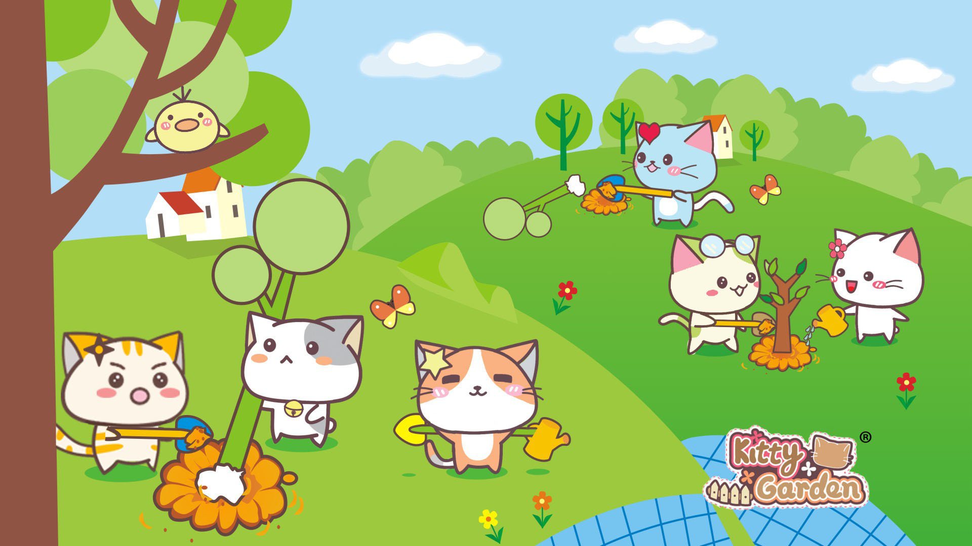 卡通,手绘,可爱,猫咪,KG猫咪乐园,Kitty,Garden,猫咪乐园
