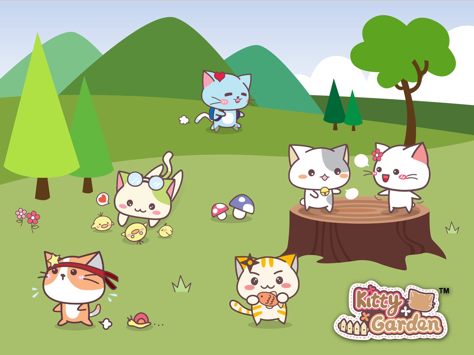 卡通,手绘,可爱,猫咪,KG猫咪乐园,Kitty,Garden,猫咪乐园