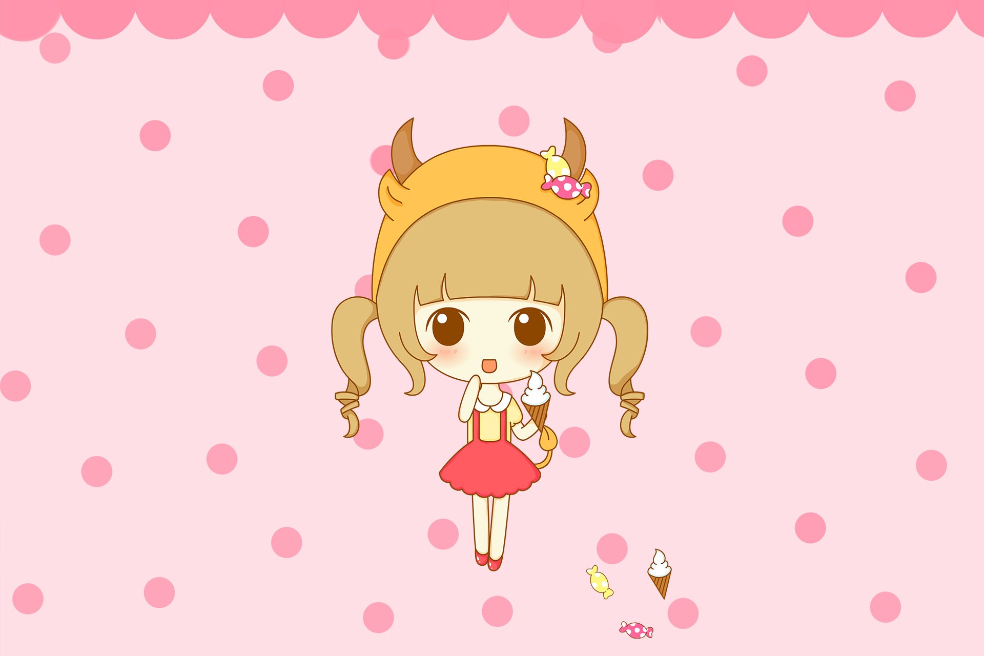 鬼鬼,鬼小妞,可爱,手绘,卡通,女孩,清新