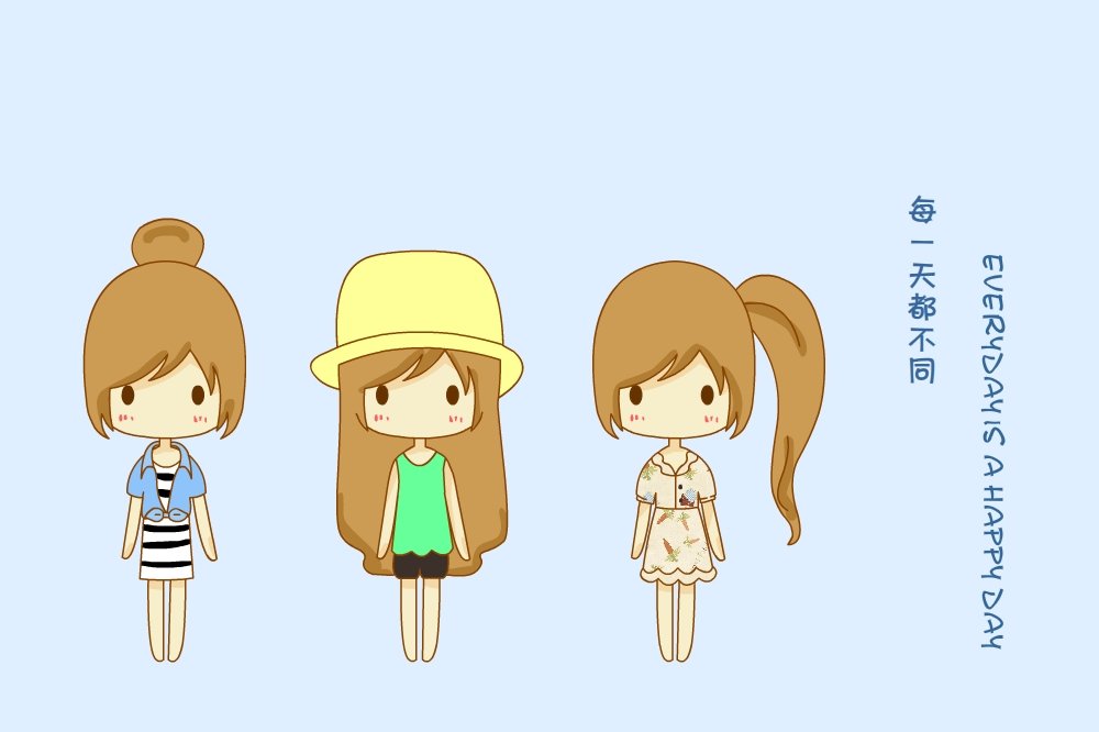 鬼鬼,鬼小妞,可爱,手绘,卡通,女孩,清新