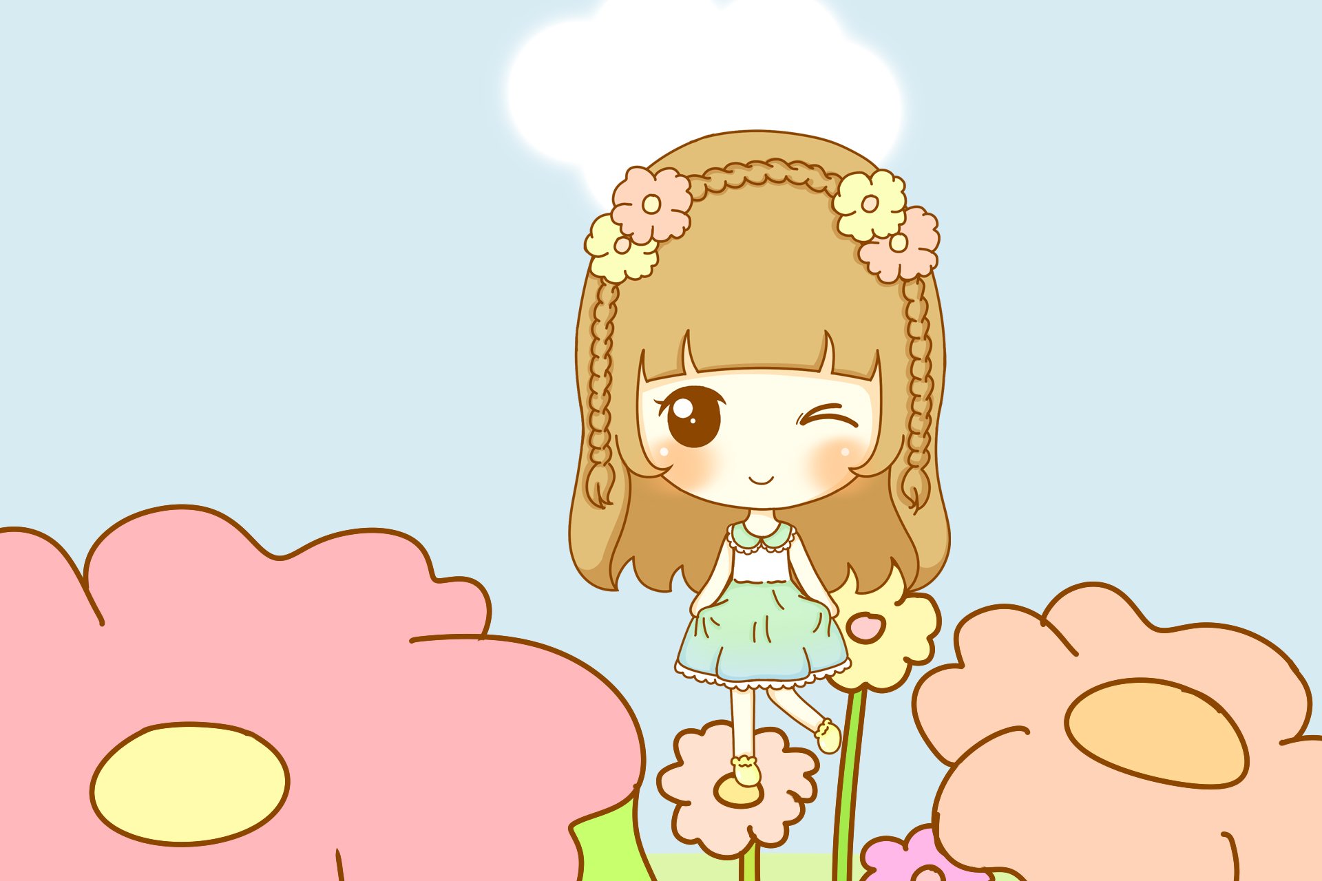 鬼鬼,鬼小妞,可爱,手绘,卡通,女孩,清新