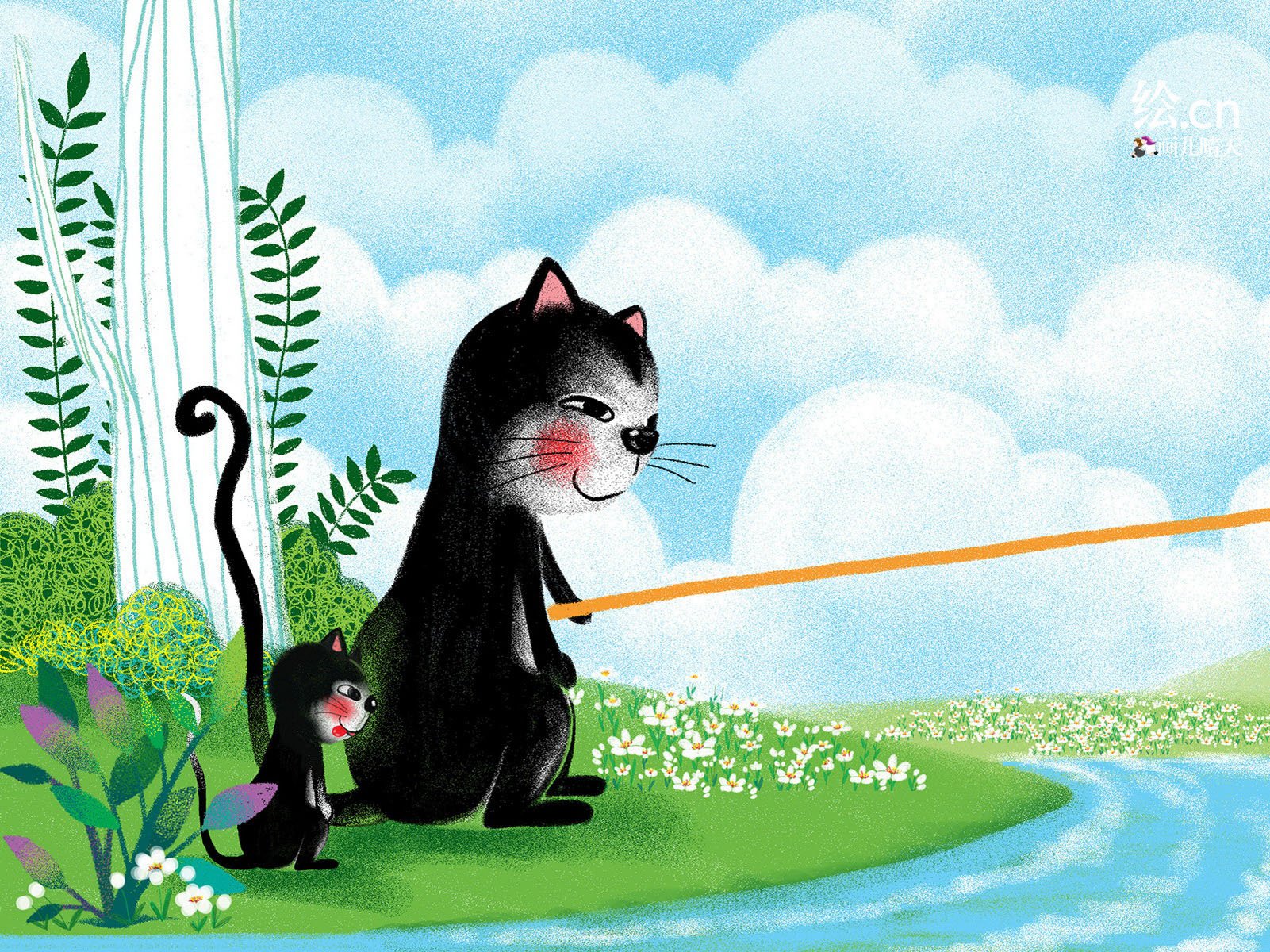 画儿晴天,童趣,手绘