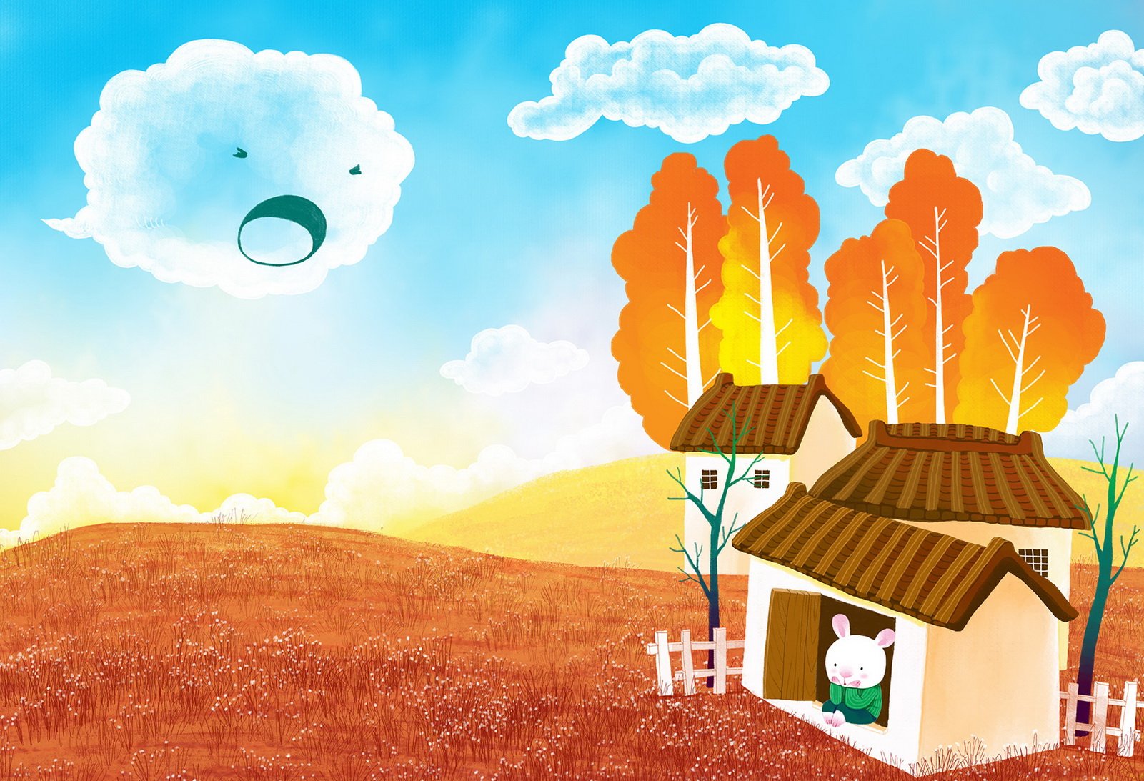 画儿晴天,童趣,手绘