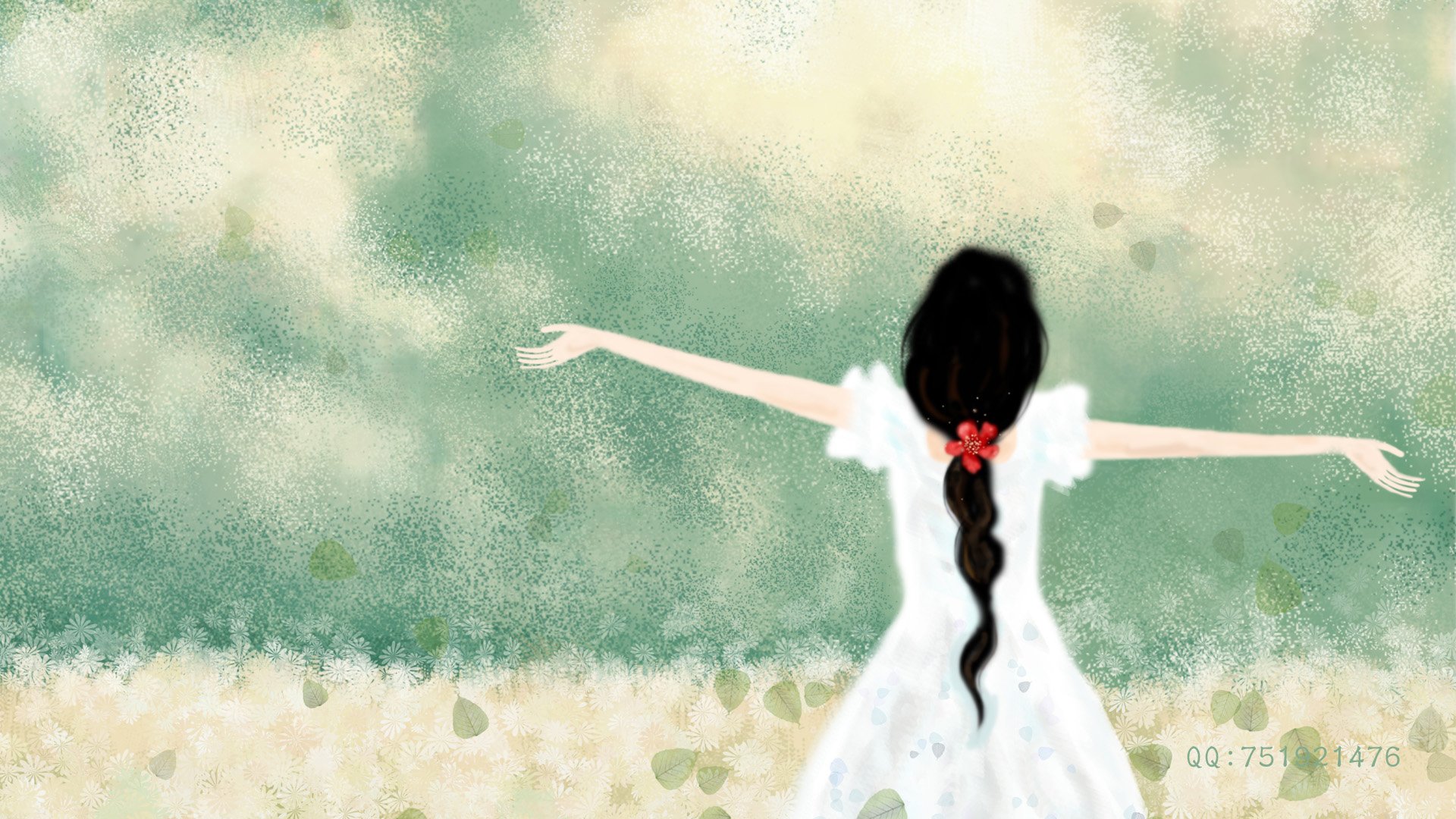 梦里飞插画,女孩,梦幻